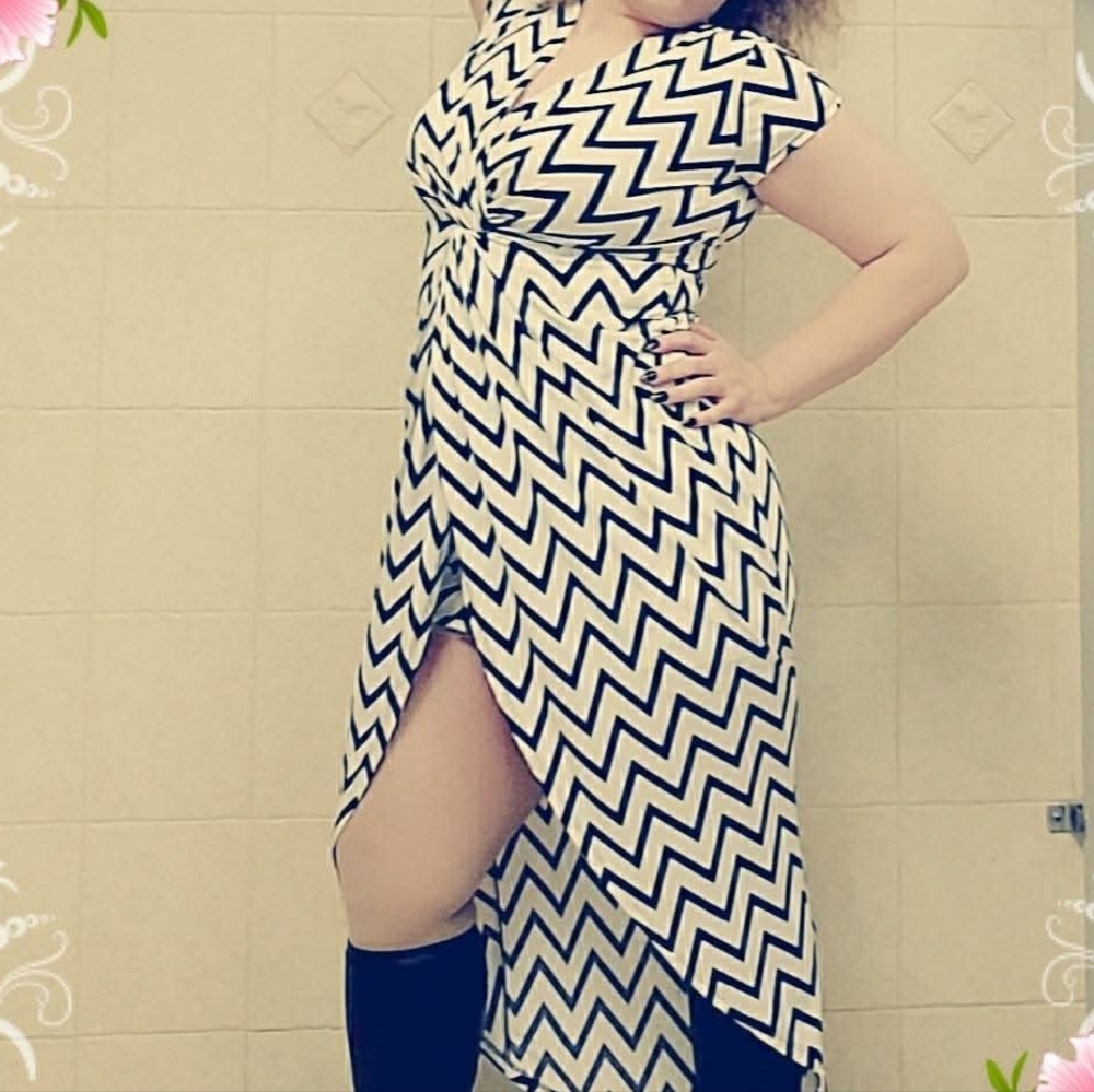 PrettyLittleThing Black and White High Low Dress